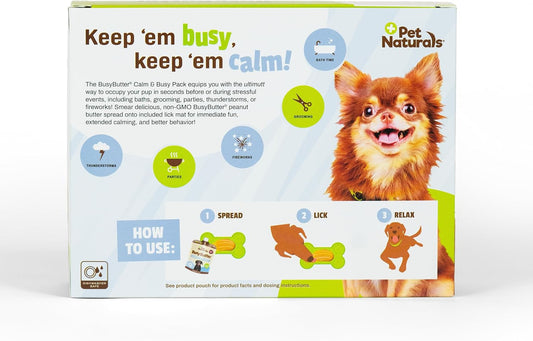 Pet Naturals Calm And Busy Pack With 6 Pouches Of Busybutter Calming Peanut Butter And Premium Lick Mat With Suction Cups