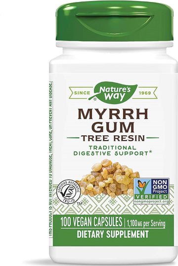 Nature'S Way Myrrh Gum Tree Resin, Traditional Digestive Support*, 1,100Mg Per Serving, 100 Capsules (Packaging May Vary)