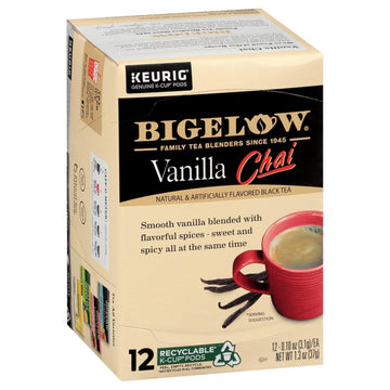 Bigelow Tea Vanilla Chai Black Tea Keurig K-Cup Pods, Caffeinated Tea Keurig Tea Pods, 12 Count Box (Pack Of 6), 72 Total K-Cup Pods