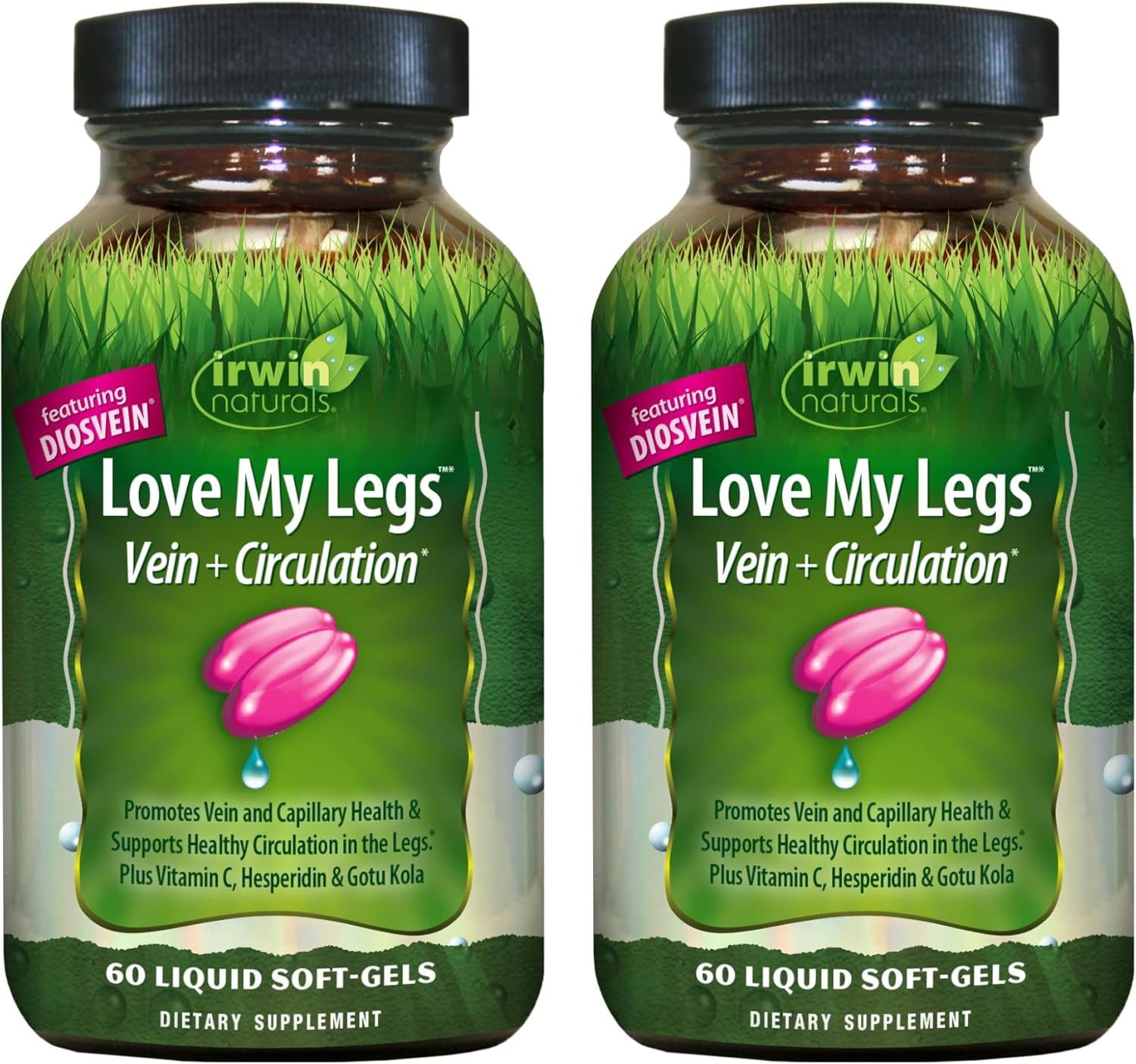 Irwin Naturals Love My Legs - 60 Liquid Soft-Gels, Pack Of 2 - Supports Health Of Leg Veins, Capillaries & Circulation - 40 Total Servings