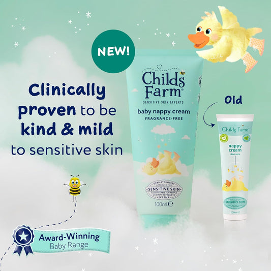 Childs Farm Baby Nappy Cream, Fragrance Free | Soothing, Moisturising & Hydrating | Suitable For Newborns With Dry, Sensitive & Eczema-Prone Skin, 100Ml (Pack Of 2)