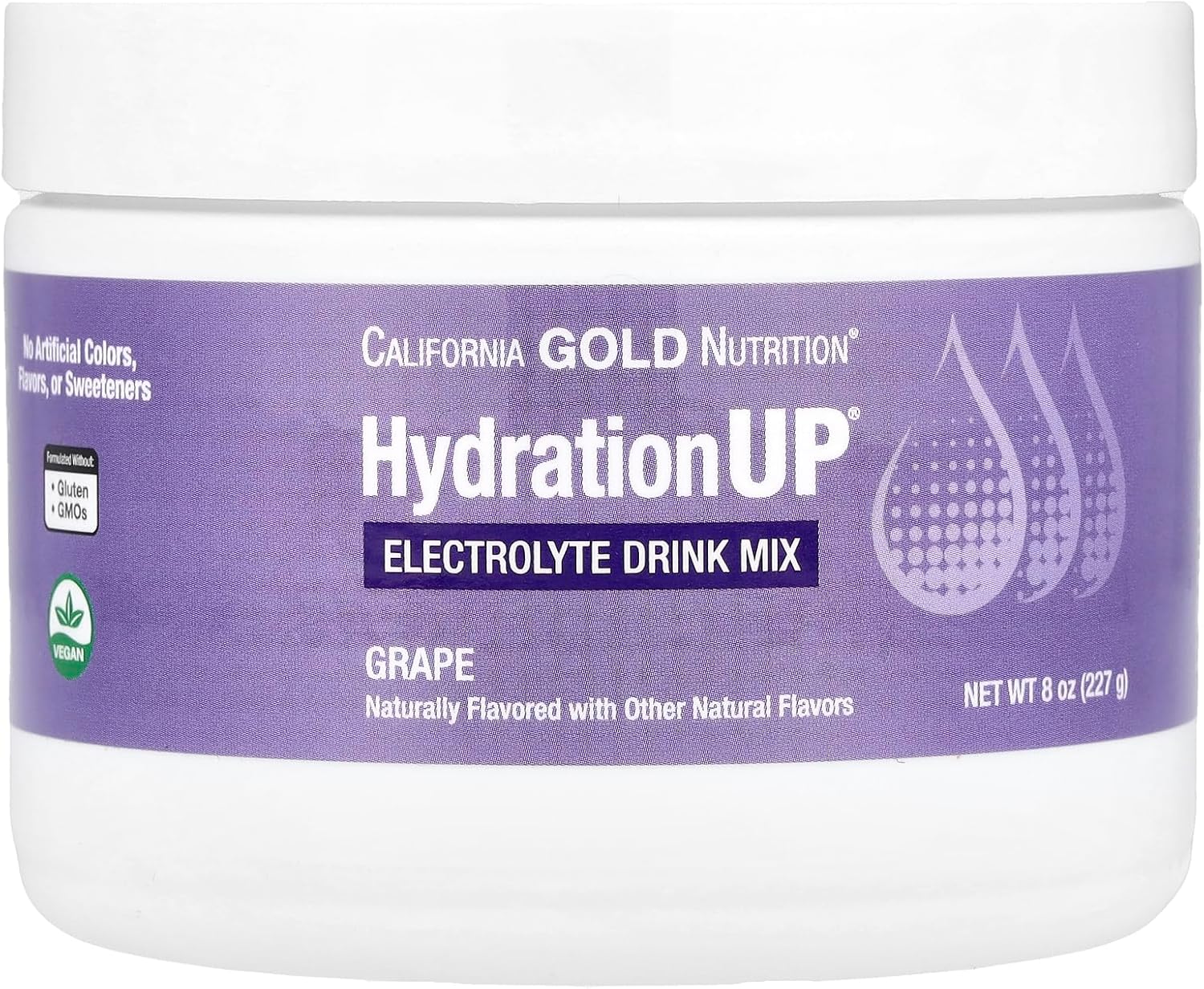 California Gold Nutrition Hydrationup®, Electrolyte Drink Mix With Vitamin D, Calcium, Iron And Potassium, Grape, 8 Oz (227 G)