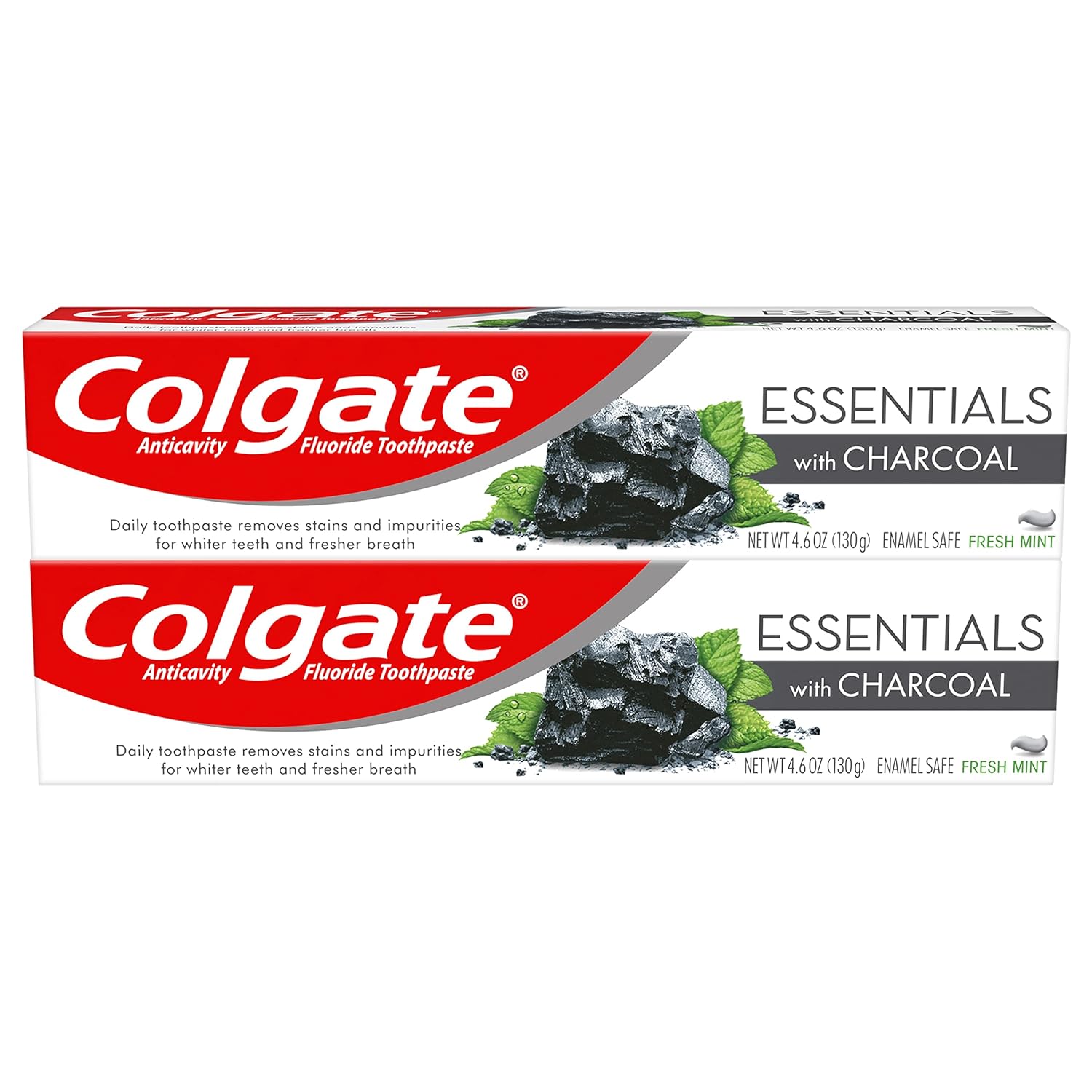 Colgate Charcoal Teeth Whitening Toothpaste, Natural Mint Flavor, Vegan, 4.6 Ounce, 2 Pack
