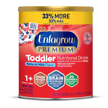 Enfagrow Neuropro Toddler Nutritional Drink, Made With Real Milk, Brain-Building Omega-3 Dha, Nutrients And Prebiotics For Growth & Immune Support, Non-Gmo, Toddler Milk Powder, 32 Oz Can