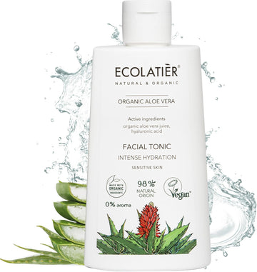 Toner For Face With Organic Aloe Vera – Intense Hydration, Vegan, 98% Natural, Moisturizing & Soothing For Sensitive Skin, Gentle Daily Use, Tones & Softens, 8.5 Fl Oz / 250Ml