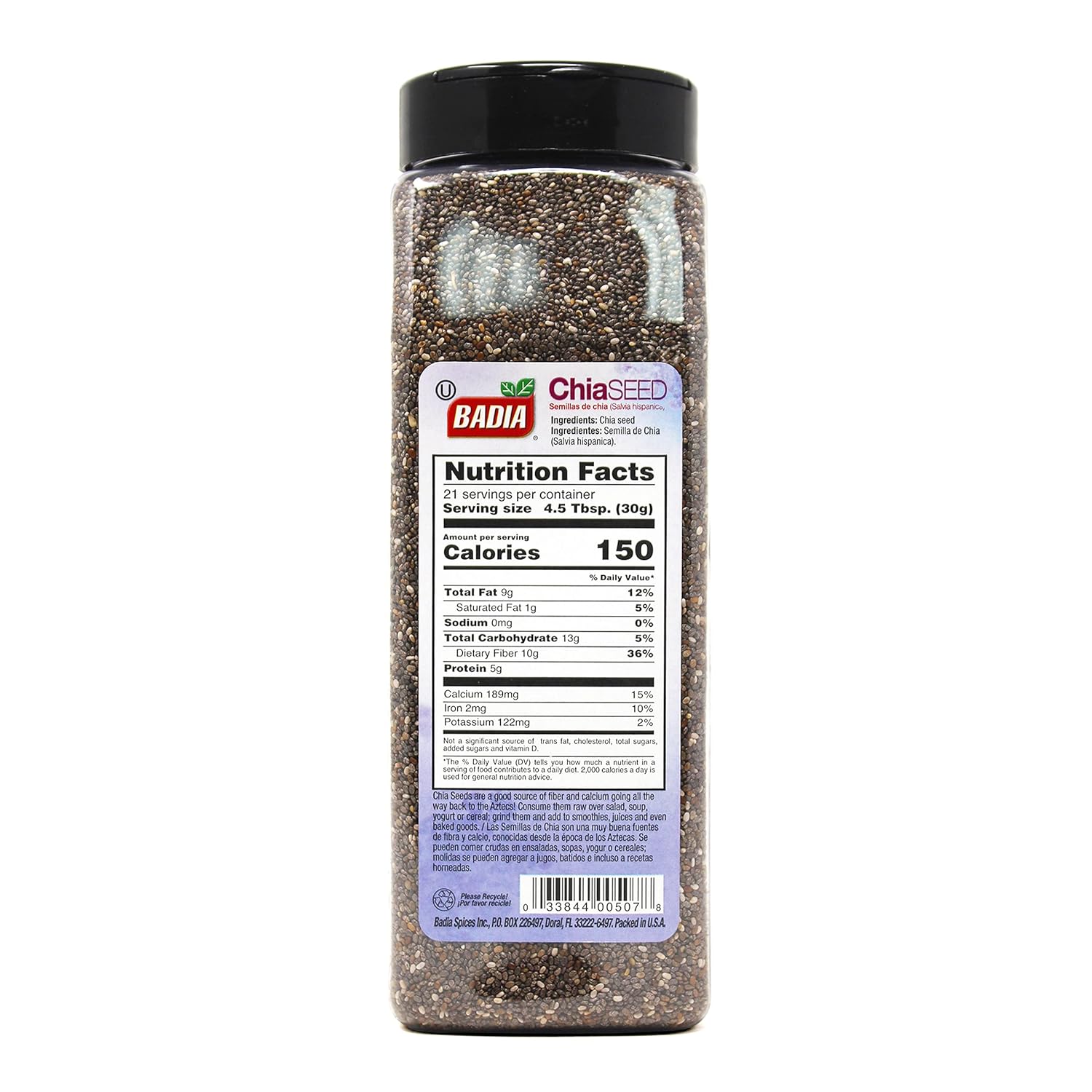 Badia Chia Seed, 22 Ounce (Pack of 4) : Grocery & Gourmet Food