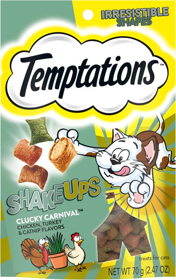 Temptations Shakeups Crunchy And Soft Cat Treats, Clucky Carnival Flavor, (12) 2.47 Oz. Pouches