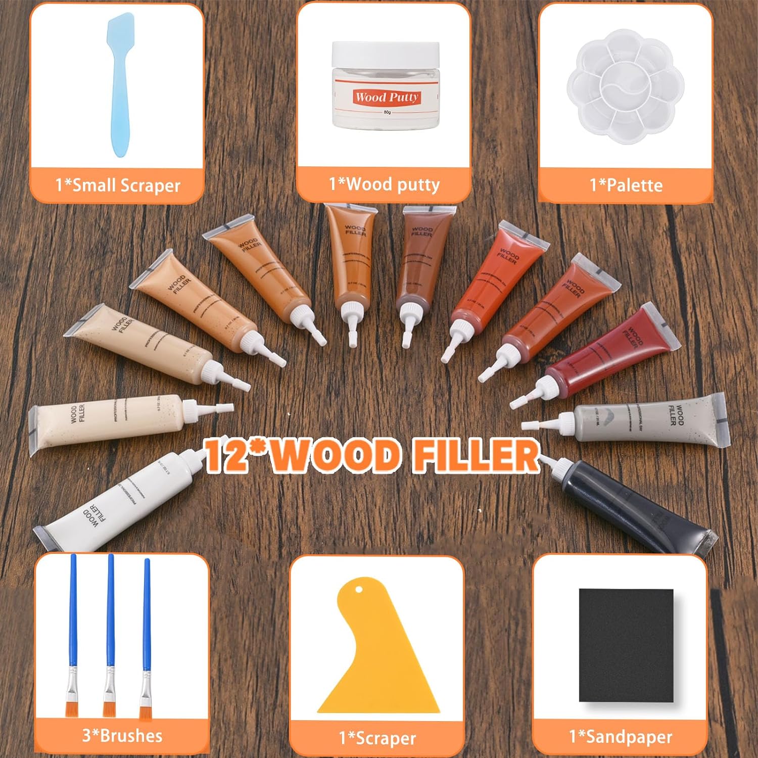 Wood Repair Kit 12 Colors Resin Filler Restore Finish for Wood Furniture Touch Up Paint, Laminate Floor Repair Kit for Scratches, Stains, and Holes : Tools & Home Improvement