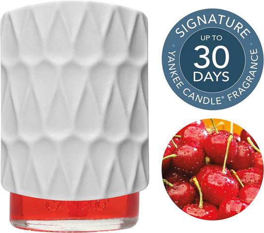 Yankee Candle Scentplug Starter Kit, Black Cherry Plug In Air Freshener, Up To 30 Days Of Fragrance, White Organic Pattern, Uk 3 Pin Plug