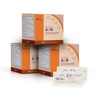 Snl Quality Vitamins A & D Ointment For | Baby Diaper Rash | Burns | Tattoo Aftercare | Skincare - 75 Individual Foil Packets - 5 Grams Each - (3 Boxes Of 25 Packets)