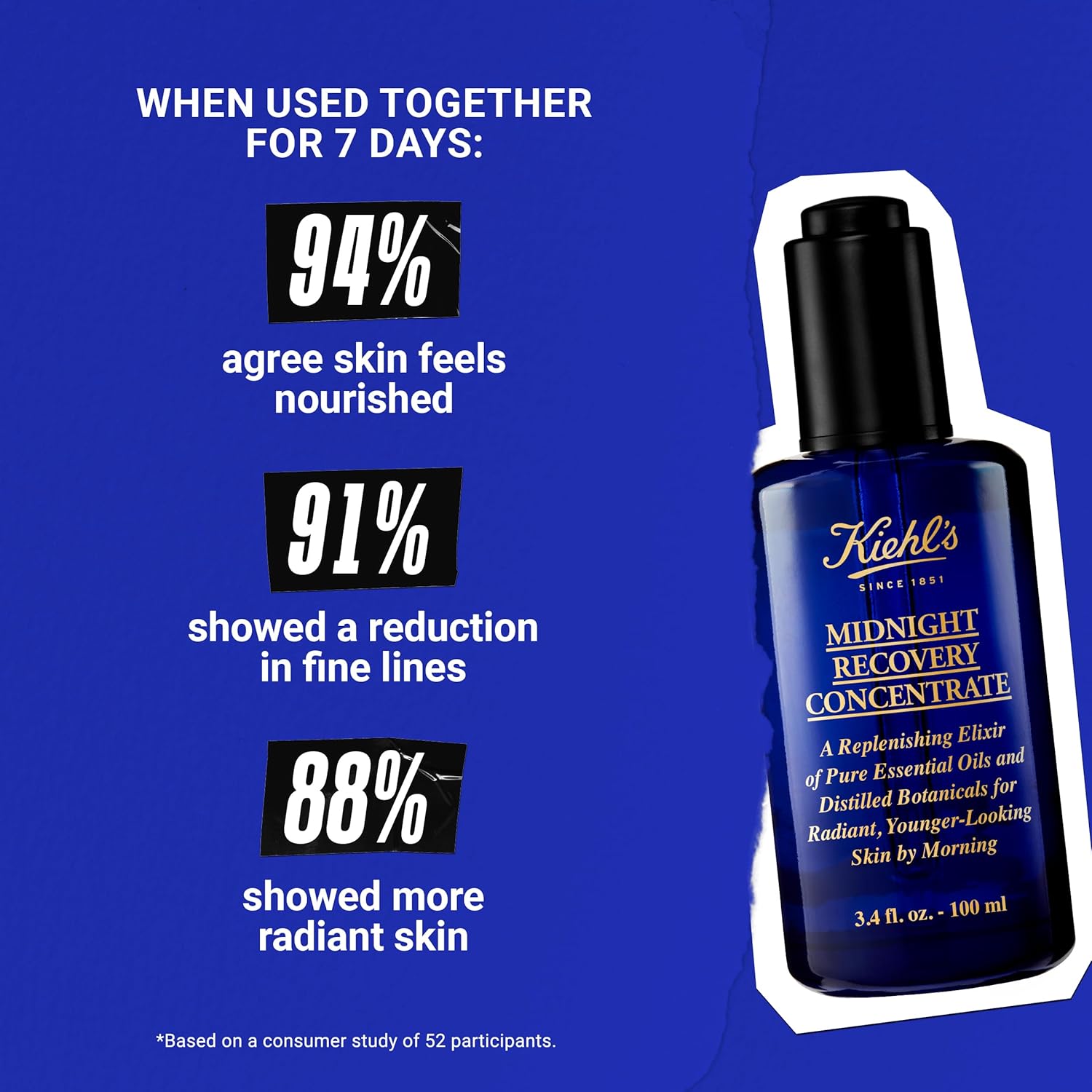 Kiehl's Midnight Recovery Concentrate Moisturizing Face Oil, Lightweight Facial Serum, Restores Skin Radiance Overnight, Reduces Fine Lines, Refines Skin Texture, 99.4% Naturally Derived - 3.4 fl oz : Beauty & Personal Care