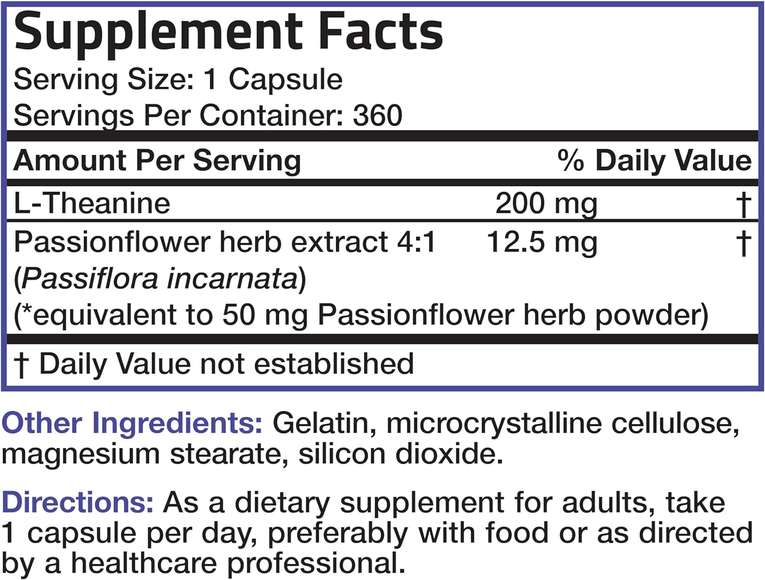 Bronson L-Theanine 200mg (Double-Strength) with Passion Flower Herb, Non-GMO Gluten-Free Soy-Free Stress Management Supplement, 360 Capsules