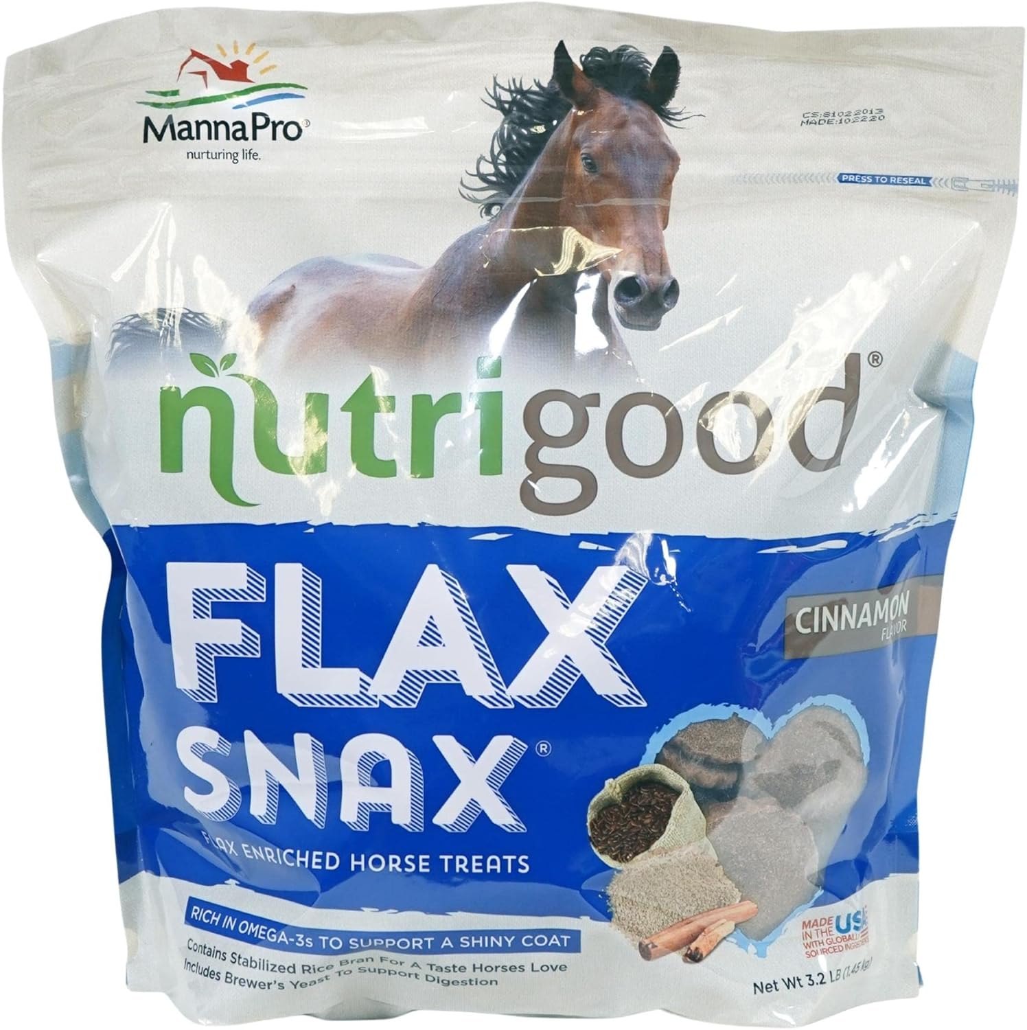 Manna Pro Flax Snax Horse Treats | Enriched With Biotin | 3.2 Lb