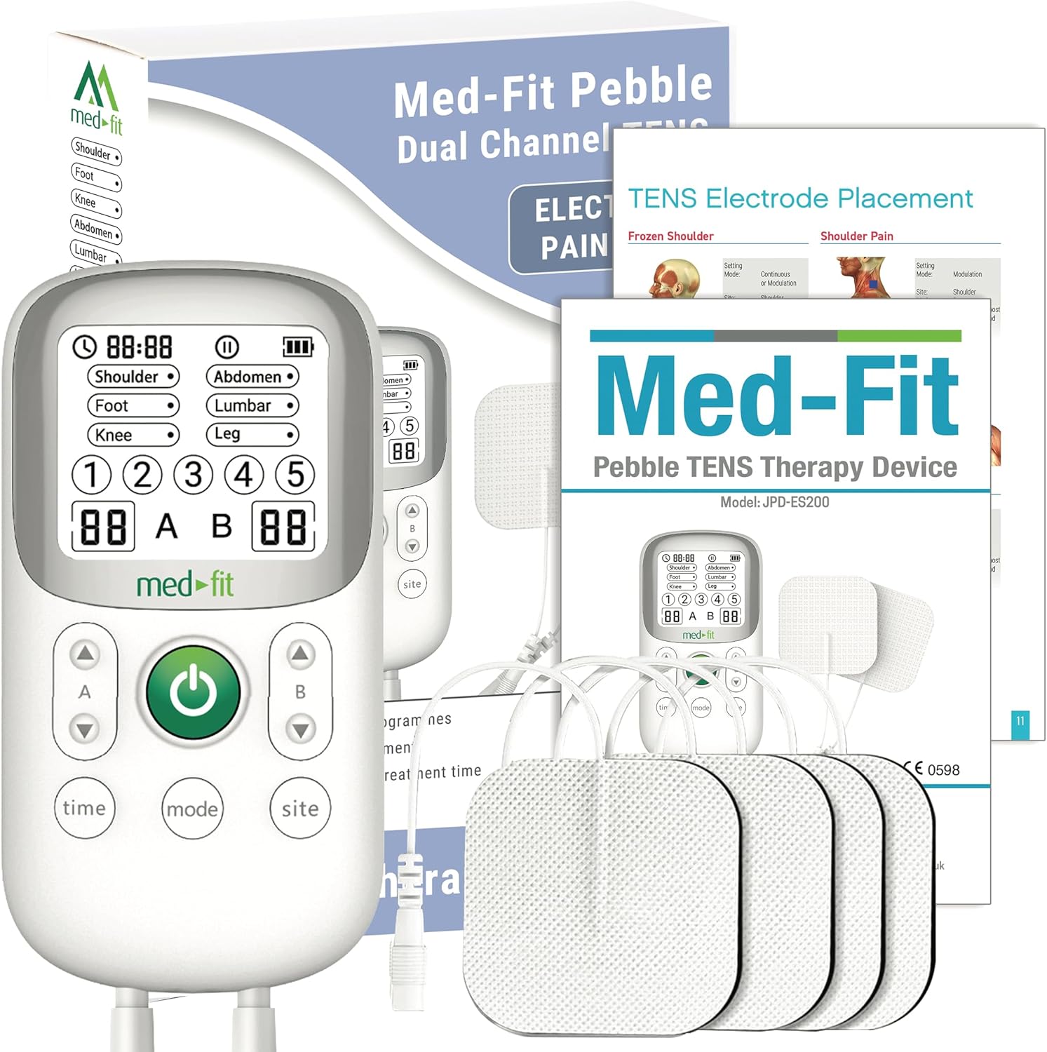 Med-Fit Pebble Tens Machine – Advanced Pain Relief With 30 Programmes & Dual-Channel Therapy