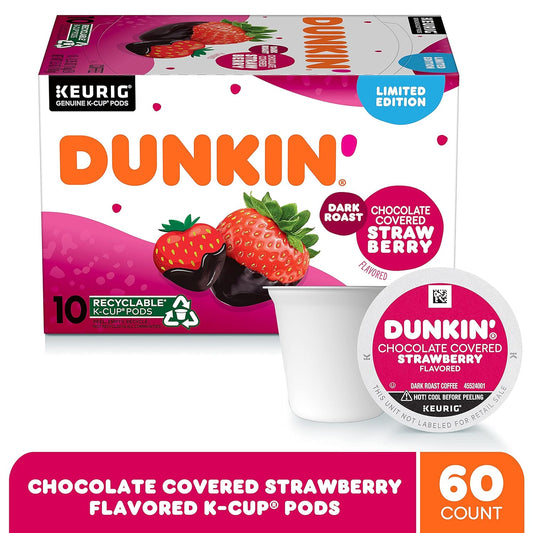 Dunkin’ Chocolate Covered Strawberry Ground Coffee, Keurig K-Cup Pods, 10 Count (Pack of 6)