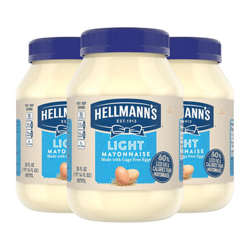 Hellmann'S Light Mayonnaise 3 Count Light Mayo For A Creamy Condiment For Sandwiches And Simple Meals 60% Less Fat And Calories Than Regular Mayonnaise 30 Oz