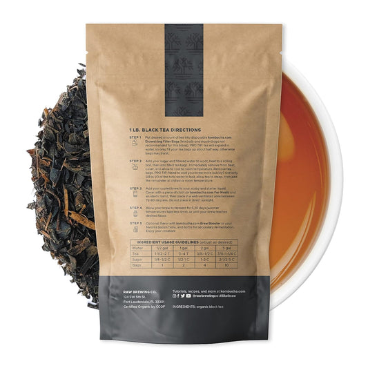 Kombucha.Com Certified Organic Loose Leaf Tea - Kombucha Brewing Blends (Black Tea Blend, 8 Ounce). Makes Up To 25 Gallons