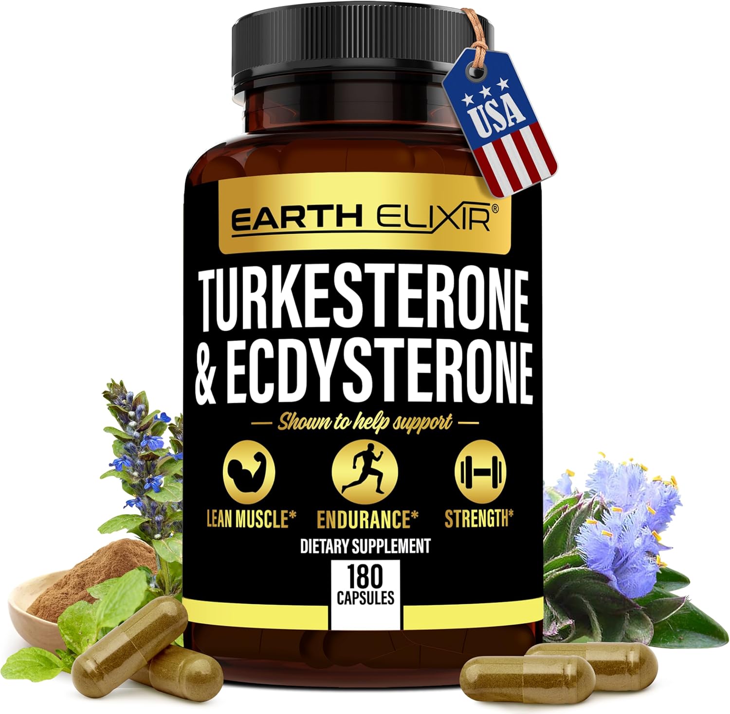 Turkesterone 1000Mg And Ecdysterone 1000Mg Supplements (180 Capsules) 2 Month Supply - 3Rd Party Tested- Turkesterone Supplement For Men (Ajuga Turkestanica) With 95% Beta Ecdysterone