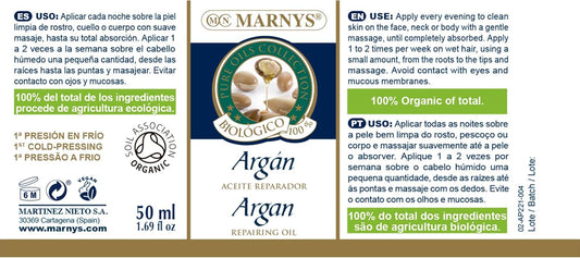 Marnys Argan 100% Marnys-Pure Oils Collection Organic Repair Oil 50Ml