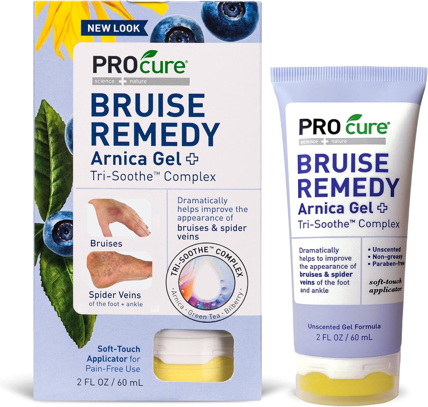 PROcure Remedy Gel with Arnica, Helps Improve the Appearance of Bruises & Spider Veins on the Foot and Ankle, Unscented & Paraben Free with Soft Touch Applicator, 2 Fl Oz