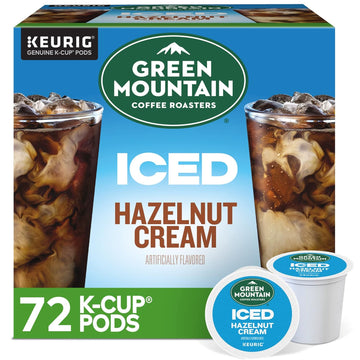 Green Mountain Coffee Roasters ICED Hazelnut Cream, Single Serve Keurig K-Cup Pods, Flavored Iced Coffee, 72 Count (6 Packs of 12)