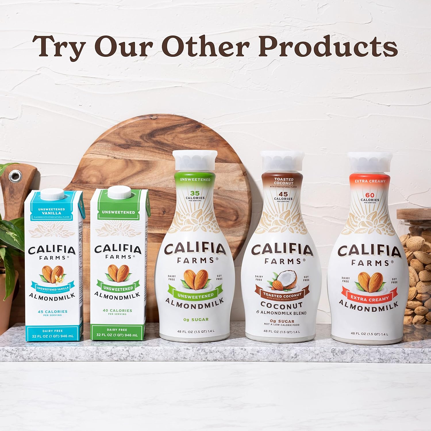 Califia Farms - Unsweetened Vanilla Almond Milk, 48 Oz, Dairy Free, Vegan, Plant Based, Keto, Gluten Free, Non GMO, Sugar Free, High Calcium, Smoothie : Grocery & Gourmet Food