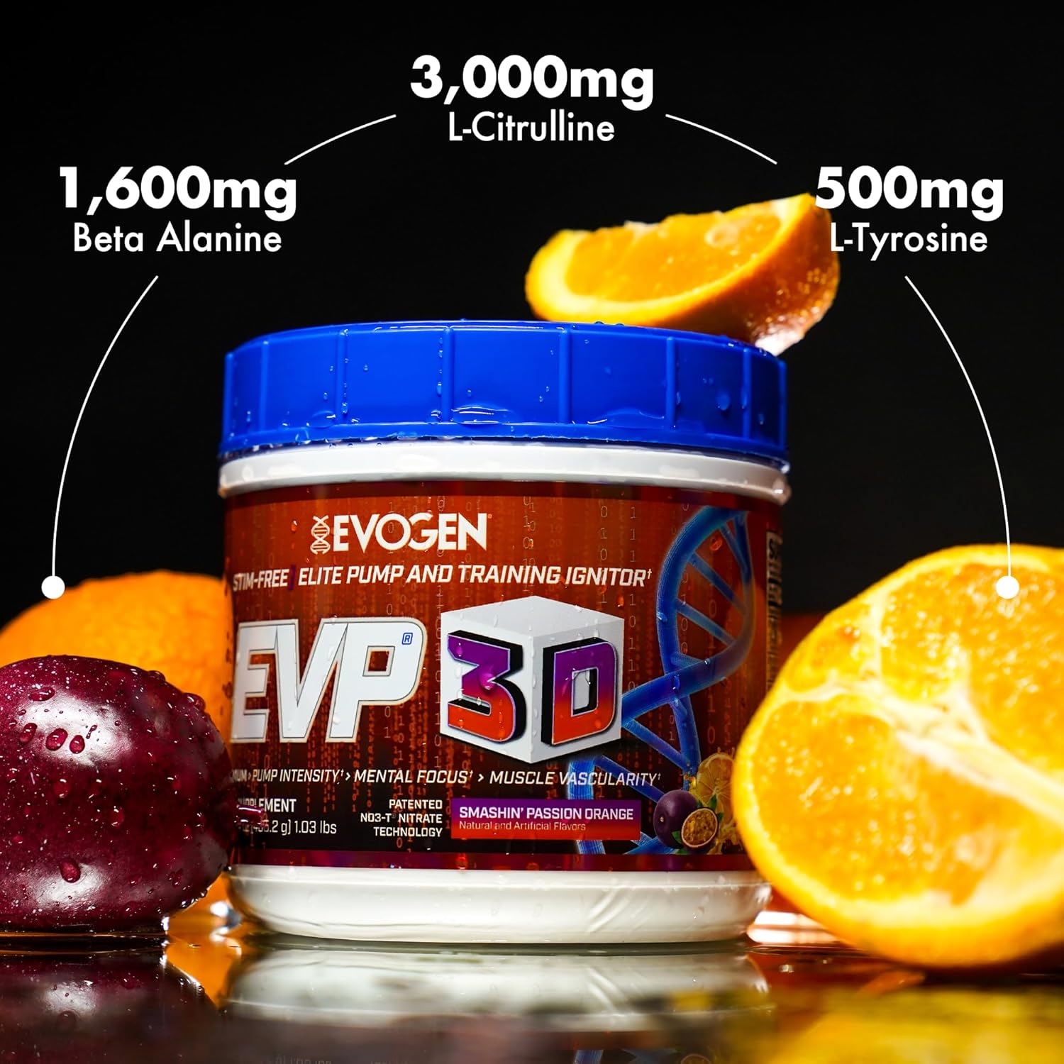 Evogen Evp 3D - Stim Free Pre Workout Powder For Men & Women | Sugar Free Non Stim Preworkout With Beta Alanine And Creatine For Energy & Pump | Orange | 40 Servings : Health & Household
