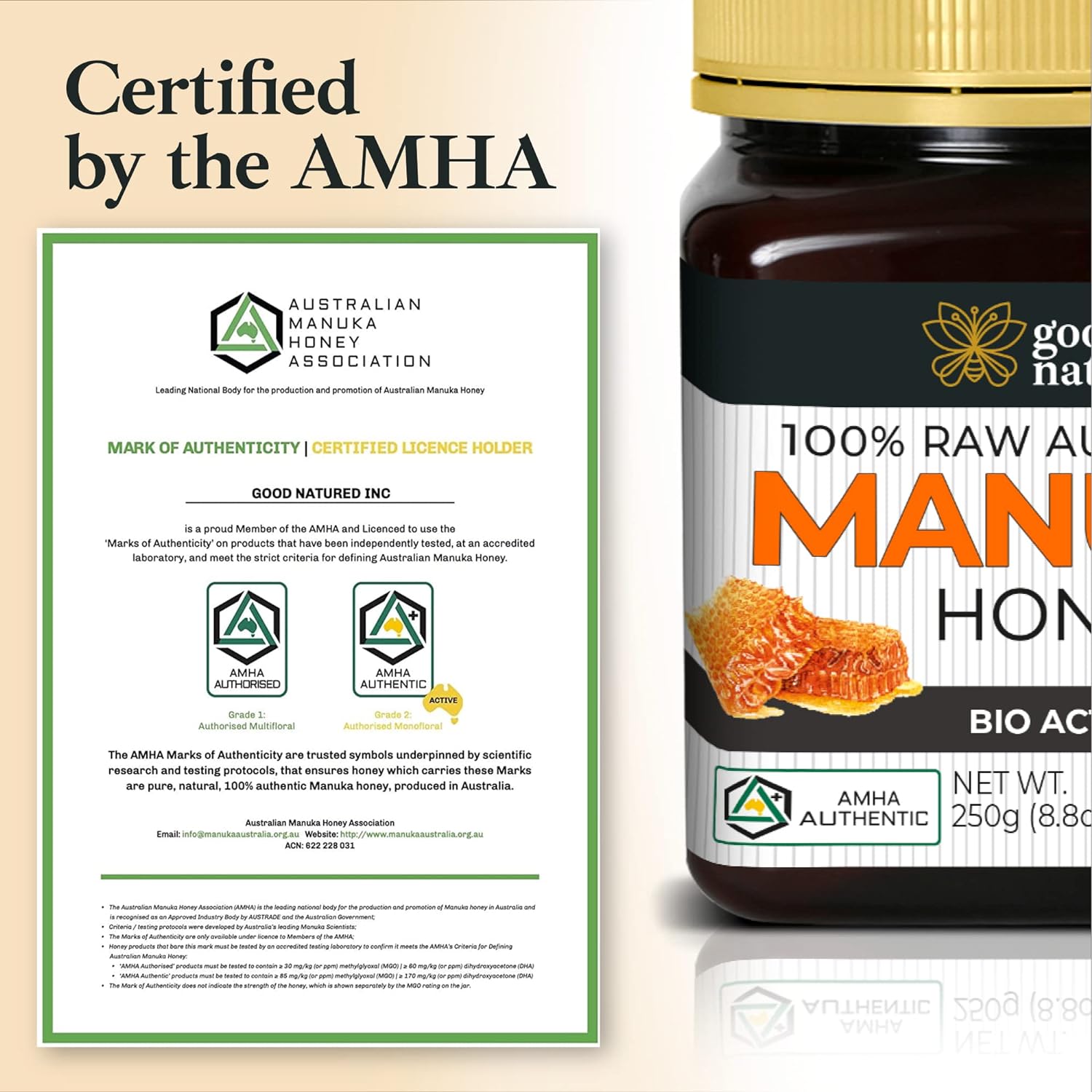 Raw Manuka Honey MGO 1200+ - Highest-Strength Honey Manuka - Pure Manuka Honey - 250g - 8.8 oz - Good Natured : Grocery & Gourmet Food