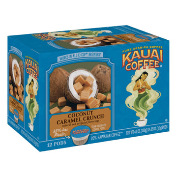 Kauai Coffee Coconut Caramel Crunch Medium Roast- Compatible with Keurig Pods K-Cup Brewers (6 Packs of 12 Single-Serve Cups)