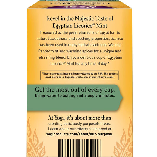 Yogi Tea Egyptian Licorice Mint Tea - 16 Tea Bags Per Pack (4 Packs) - Caffeine-Free Organic Tea - Includes Peppermint Leaf, Licorice Root, Cinnamon Bark, Cardamom Pod, Ginger Root & More