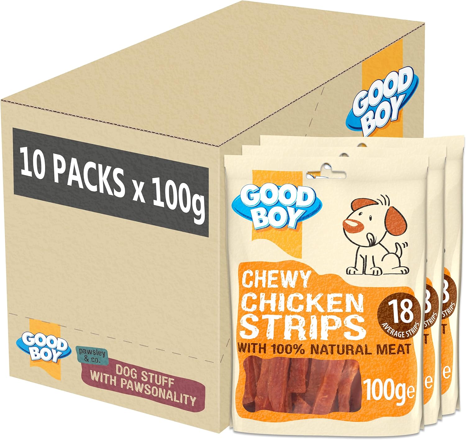 Good Boy Pawsley & Co. Chewy Chicken Strips Dog Treats, 100G