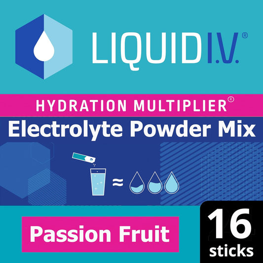 Liquid I.V. Hydration Multiplier Passion Fruit Electrolyte Powder Mix | Hydration Powder Sachets | Easy Open Single-Serving | 16 Sachets