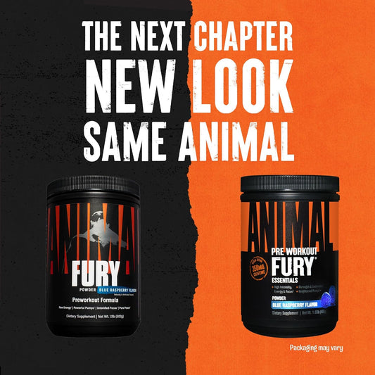 Animal Fury Pre Workout Powder - Energy And Focus Supplement With 5G Bcaa, 350Mg Caffeine Nitric Oxide Booster With Beta-Alanine, Preworkout For Men And Women, Blue Raspberry Flavor, 30 Servings