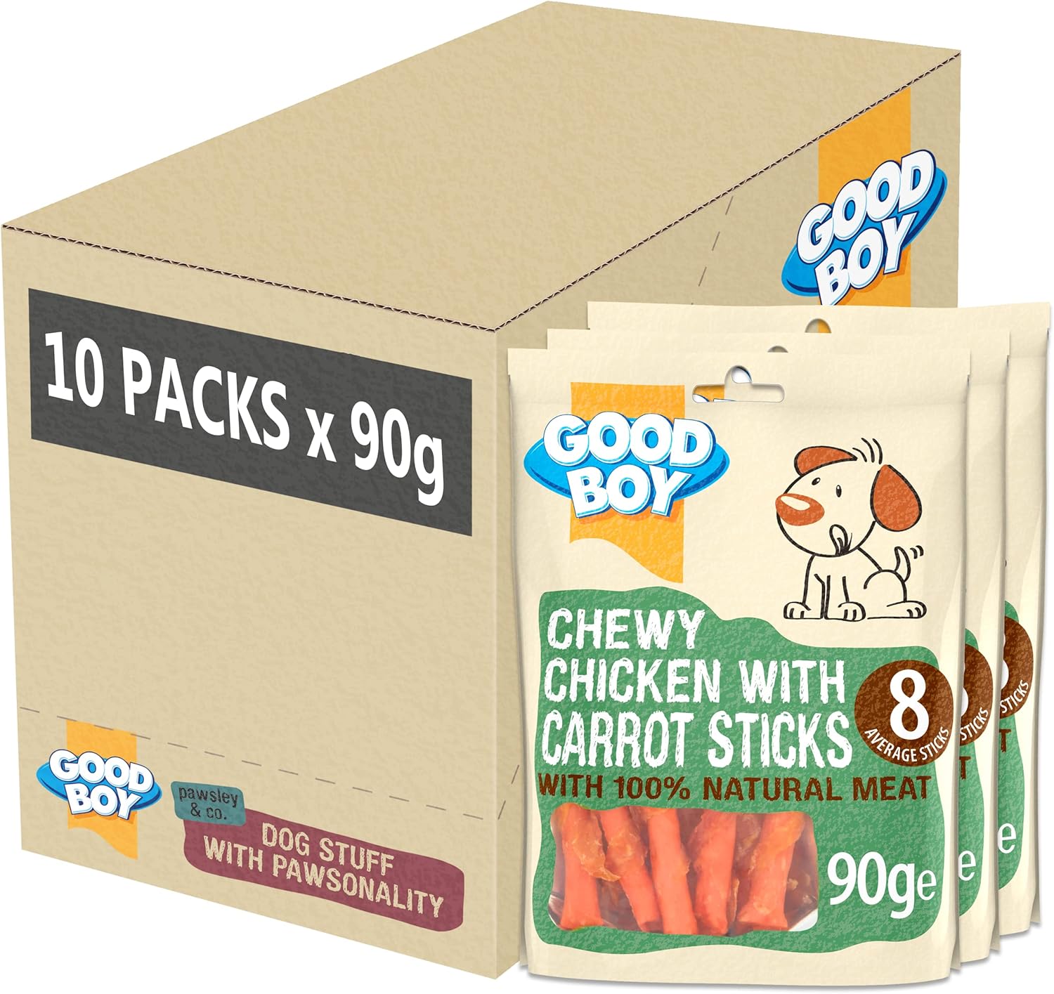 Good Boy - Mega Chewy Twist - Made With 100% Natural Chicken Breast Meat - 70 Grams - High In Protein Dog Treats - Case Of 18