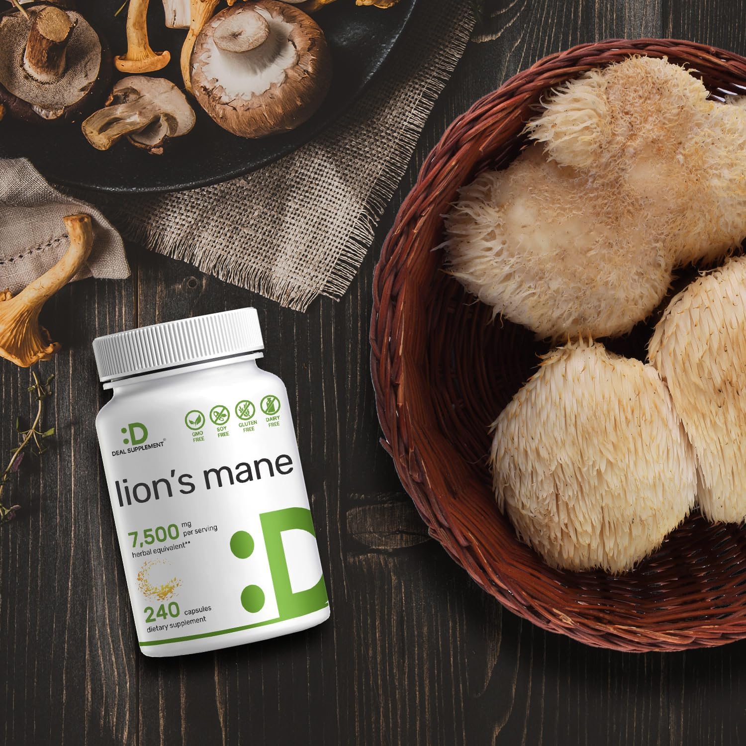 Lions Mane Mushroom Supplement, 7,500*mg Per Serving, 240* Capsules – Active Fruiting Body & Mycelium 10:1 Extract – Natural Brain Nootropic & Immune System Booster – Non-GMO : Health & Household