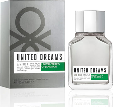 Benetton - United Dreams Aim High, Eau De Toilette For Men - Long Lasting - Fresh, Casual And Modern Fragance - Woody, Aromatic And Citrus Notes - Ideal For Day Wear - 100 Ml