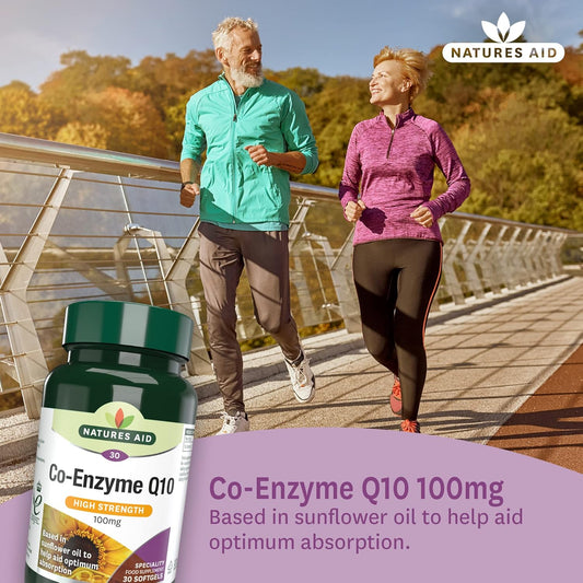 Natures Aid Co-Enzyme Q10 Co-Q-10 30Mg – 30 Softgels - Supports Heart Health & Energy Production - High Potency Ubiquinone - Vegan, Gluten Free, Non-Gmo - Food Supplement For Daily Wellness