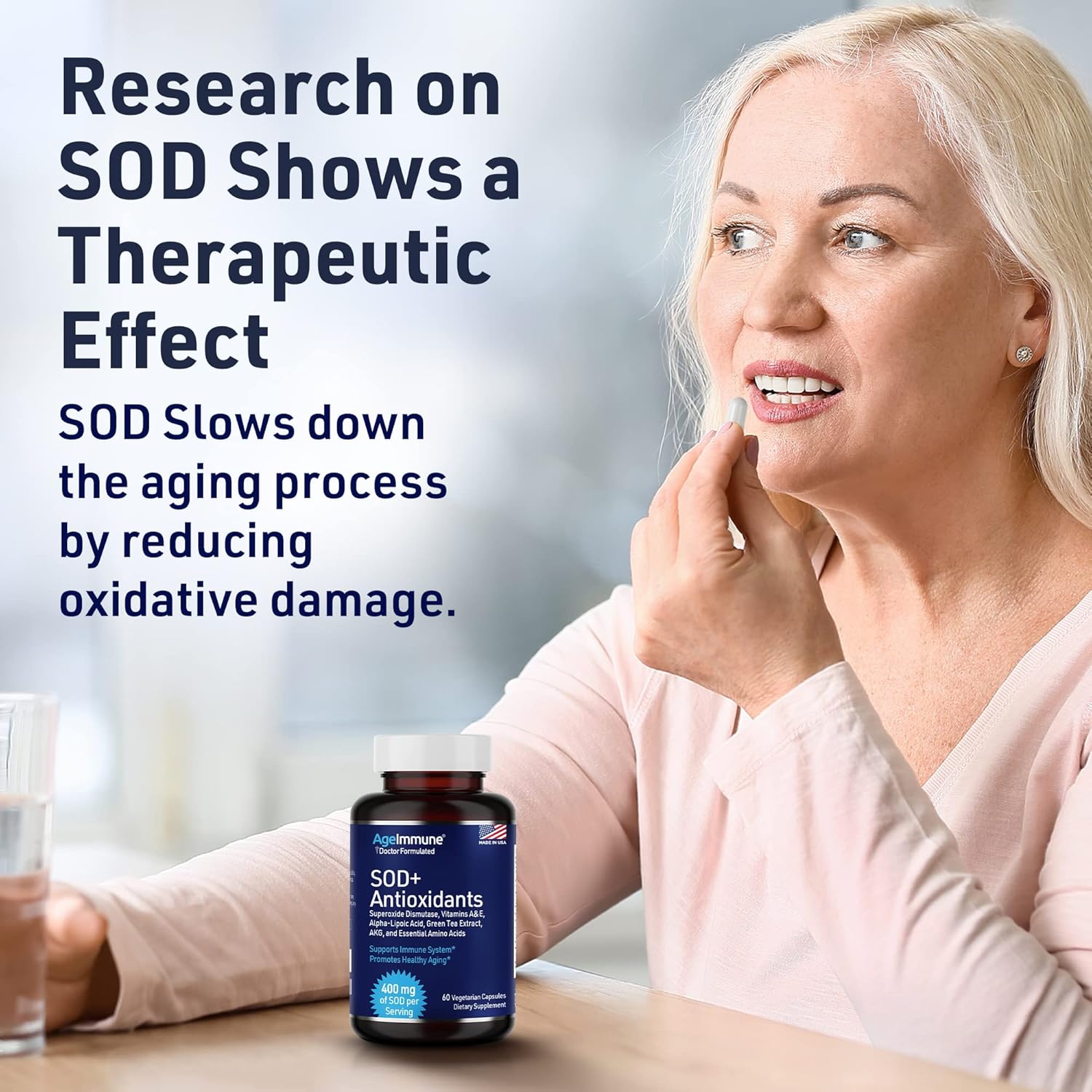 Sod Antioxidants Complex Healthy Aging Supplement - 400Mg Of Superoxide Dismutase - Alpha Lipoic Acid - Green Tea Extract - L-Arginine - Lysine - Akg - Vitamins A And E For Immune Support-120 Capsules : Health & Household