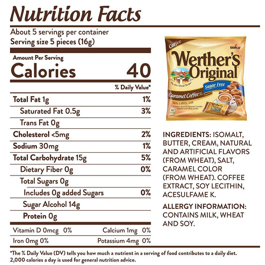 Werther'S Original Sugar Free Caramel Coffee,Hard Candies 2.75 Oz, 3 Pack