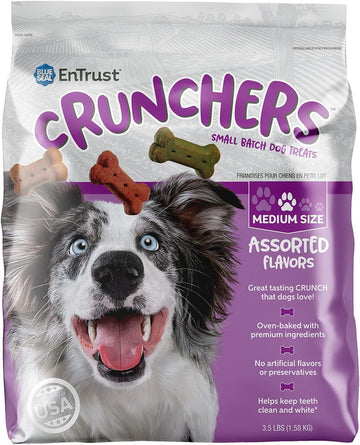 Blue Seal Entrust Crunchers Dog Treats For Medium Size Dogs | Small Batch, Oven Baked, Premium Ingredients | Assortment | 3.5 Pound Bag