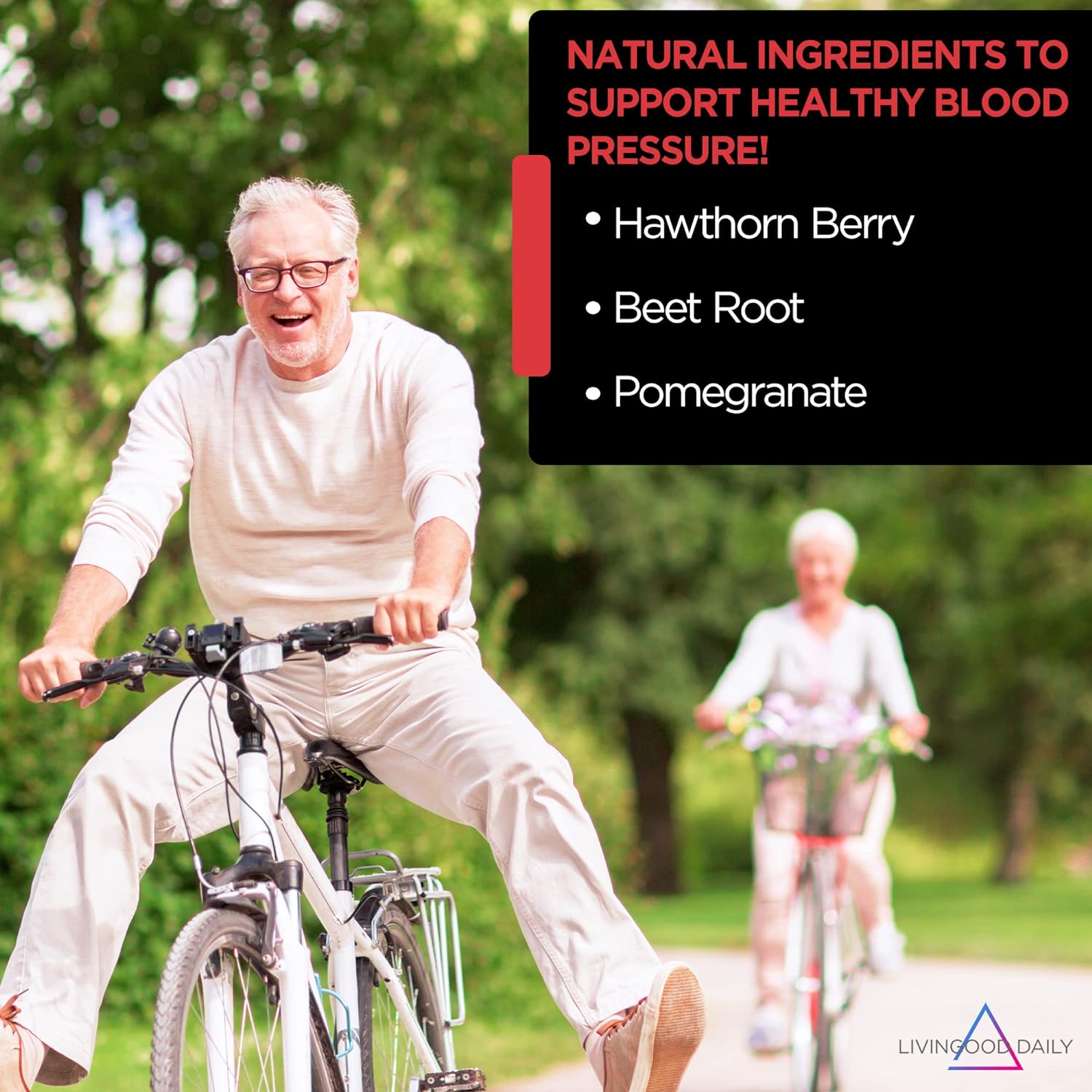 Livingood Daily Blood Pressure Support, 120 Vegetarian Capsules - Blood Pressure Supplements with Beet Root, Pomegranate, & Hawthorn Support High Blood Pressure & Heart Health - Vegan & Non-GMO : Health & Household