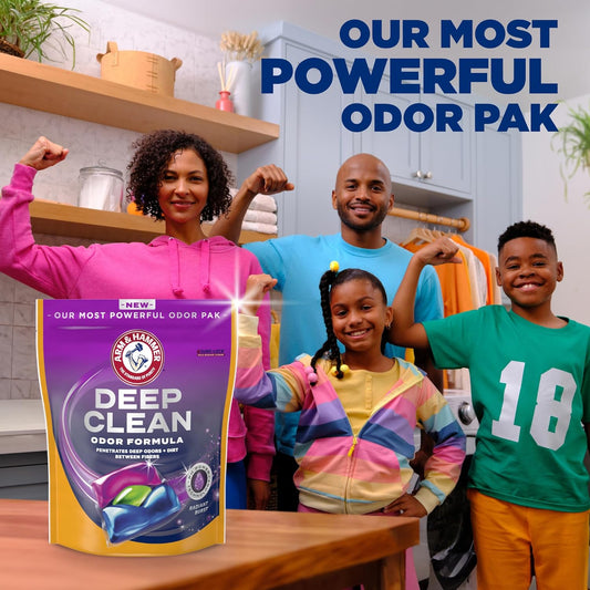 ARM & HAMMER Deep Clean Odor Formula Laundry Detergent Power Paks, 44 ct