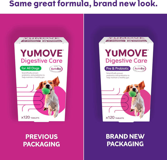 YuMOVE Digestive Care for All Dogs | Previously YuDIGEST | Probiotics for Dogs with Sensitive Digestion, All Ages and Breeds | 120 Tablets?YUDI120