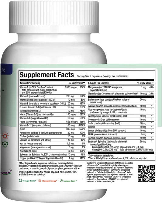 Maxi Health Teen Supreme His Vitamins For Teen Boys (120) - Teen Multivitamin For Young Men Ages 12 17 - Daily Teen Vitamins For Nutrition, Energy, Immune Support, Antioxidants & Teen Boy Needs