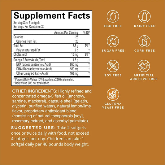 Brainmd Dr Amen Omega-3 Power - 60 Capsules - Joint & Immune Support Supplement - Contains Dha & Epa - Gluten Free - 30 Servings