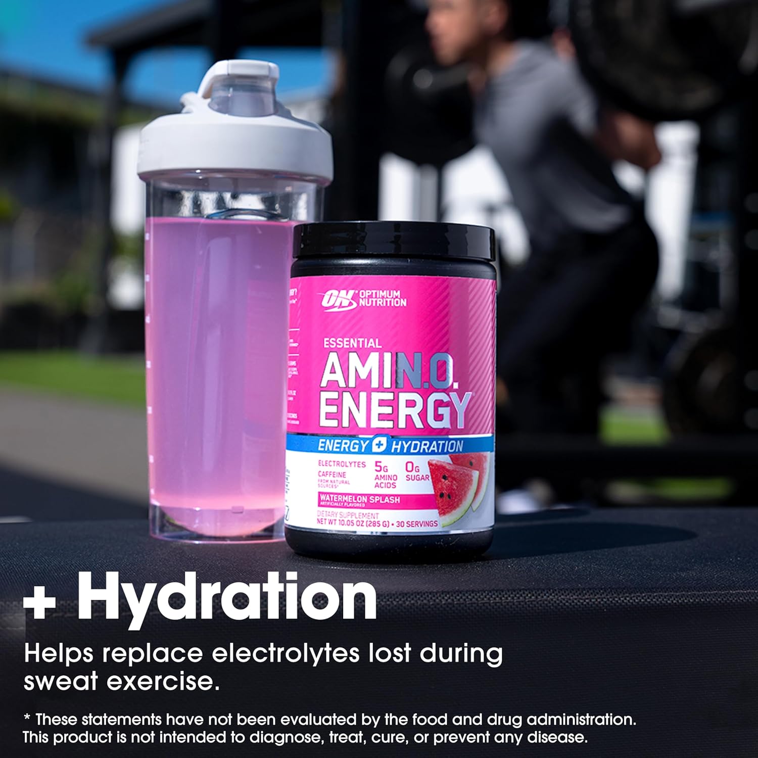 Optimum Nutrition Amino Energy Powder Plus Hydration, with BCAA, Electrolytes, and Caffeine, Watermelon Splash, 30 Servings (Packaging May Vary) : Health & Household