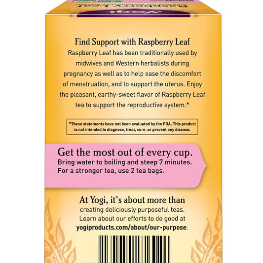 Yogi Tea Organic Raspberry Leaf Tea - 16 Tea Bags Per Pack (4 Packs) - Caffeine-Free, Aids Discomfort Of Menstruation - Made From Raspberry Leaves