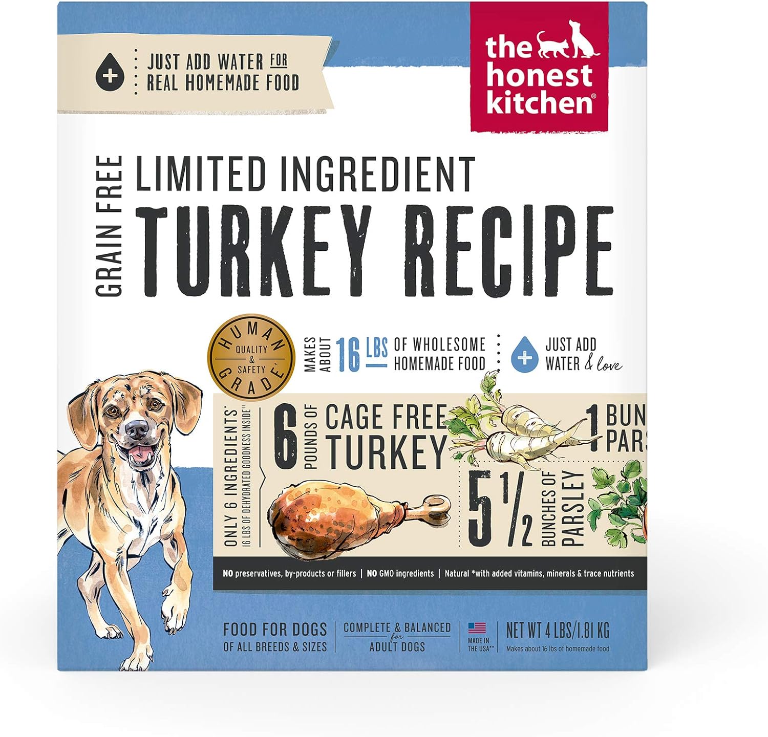 The Honest Kitchen Dehydrated Limited Ingredient Turkey Dog Food, 4 Lb Box