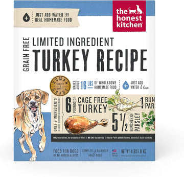 The Honest Kitchen Dehydrated Limited Ingredient Turkey Dog Food, 4 Lb Box