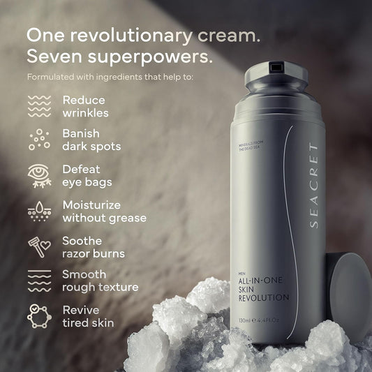 Seacret Men All-In-One Skin Revolution – 7-In-1 Day & Night Face Cream - Anti-Aging Moisturizer, Hydrating Face Cream, Helps To Reduce Wrinkles, Dark Spots & Puffiness – 4.4 Fl.Oz